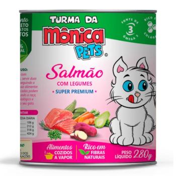 Alimento Úmido Turma da Mônica Pets para Gatos Adultos Salmão com Legumes 280gr - Imagem principal
