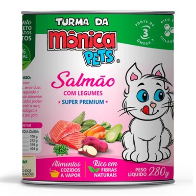 Alimento Úmido Turma da Mônica Pets para Gatos Adultos Salmão com Legumes 280gr