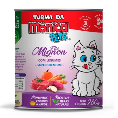 Alimento Úmido Turma da Mônica Pets para Gatos Filé Mignon com Legumes 280gr