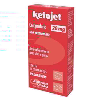 Anti-inflamatório Ketojet  20mg para Cães e Gatos com 10 comprimidos - Imagem principal