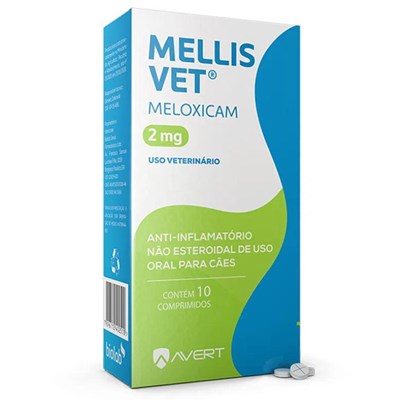Anti-inflamatório Mellis Vet Meloxicam 2mg 10CP para Cães
