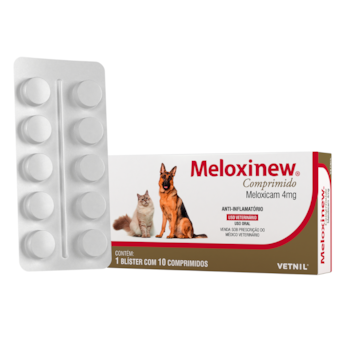 Anti-inflamatório Meloxinew Para Cães e Gatos Caixa Com 10 Comprimidos 4mg - Imagem principal