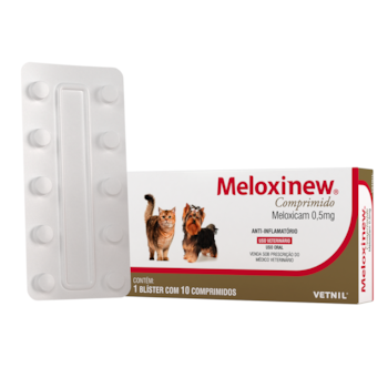 Anti-inflamatório Meloxinew Para Cães e Gatos Cartela Com 10 Comprimidos 0,5 mg - Imagem principal