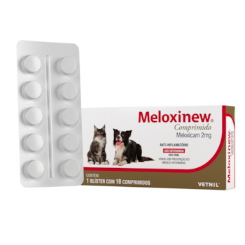 Anti-inflamatório Meloxinew Para Cães e Gatos Cartela Com 10 Comprimidos 2mg - Imagem principal