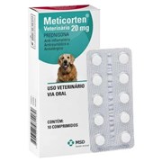 Anti-inflamatório Meticorten MSD 20mg para Cachorros e Gatos com 10 comprimidos