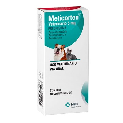 Anti-inflamatório Meticorten MSD 5mg para Cachorros e Gatos com 10 comprimidos