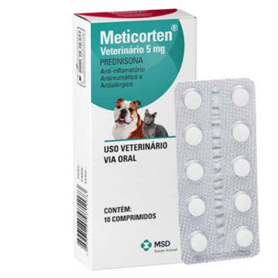 Anti-inflamatório Meticorten MSD 5mg para Cachorros e Gatos com 10 comprimidos