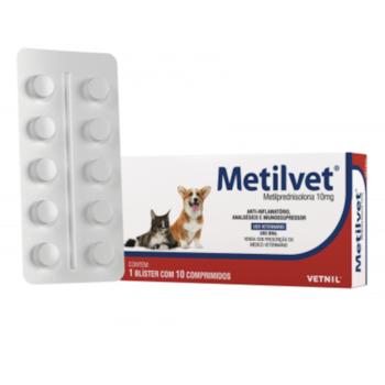 Anti-Inflamatório Metilvet 10mg para Cachorros e Gatos com 10 Comprimidos - Imagem principal