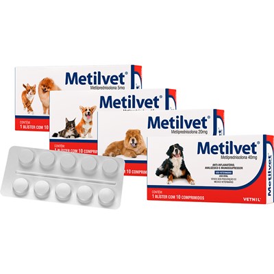 Anti-Inflamatório Metilvet 20mg para Cachorros e Gatos com 10 Comprimidos