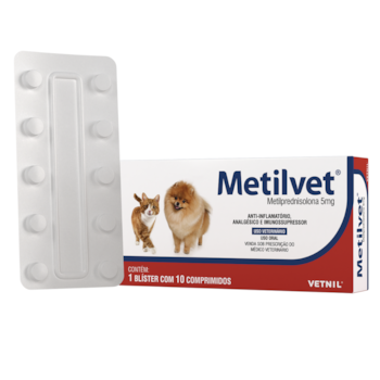 Anti-Inflamatório Metilvet 5mg para Cachorros e Gatos com 10 Comprimidos - Imagem principal