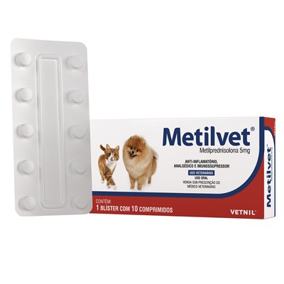 Anti-Inflamatório Metilvet 5mg para Cachorros e Gatos com 10 Comprimidos