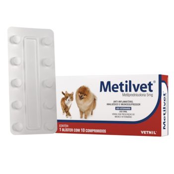 Anti-inflamatório Metilvet Vetnil para Cães e Gatos 5mg 10CP - Imagem principal