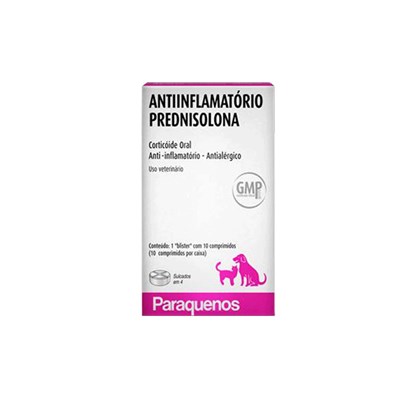 Anti inflamatório Prednisolona Paraquenos Cartela para Cães e Gatos 20mg com 10 Comprimidos