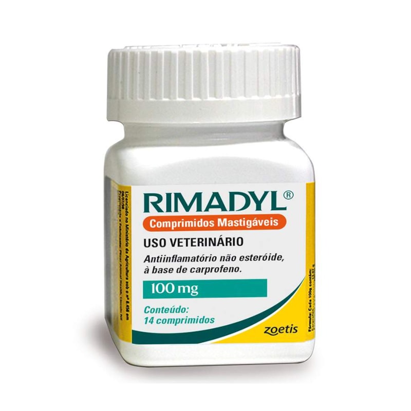 Rimadyl 100mg AntiInflamatório Zoetis para Cachorro 14 Comprimidos