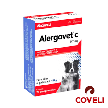 Antialérgico Alergovet C 0,7mg para Cães e Gatos Com 20 Comprimidos - Imagem principal