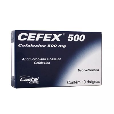 Antibacteriano Cefex para cachorros e gatos com 10 comprimidos 500mg