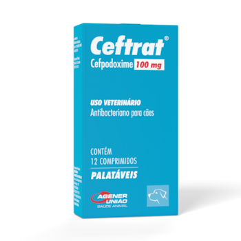 Antibacteriano Palatável Ceftrat para Cães Adultos 12CP 100mg - Imagem principal
