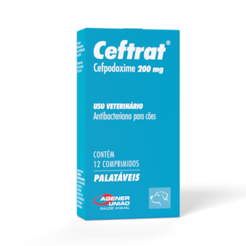 Antibacteriano Palatável Ceftrat para Cães Adultos 12CP 200mg - Imagem principal