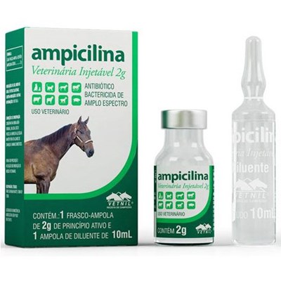 Antibiótico Ampicilina Injetável para Cães e Gatos 2gr
