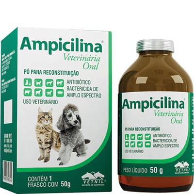 Antibiótico Ampicilina Oral para Cães e Gatos 50gr