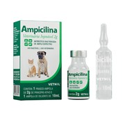 Antibiótico Ampicilina Vetnil Injetável para Cachorros e Gatos 2,0gr