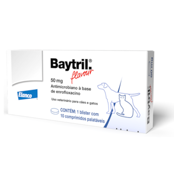 Antibiótico Baytril Flavour 50mg para Cachorros e Gatos com 10 comprimidos - Imagem principal