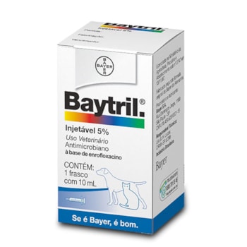 Antibiótico Baytril Injetável 5% para Cachorros e Gatos com 10ml - Imagem principal