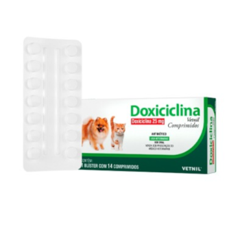 Antibiótico Doxiciclina Vetnil 25mg para Cães e Gatos - Imagem principal