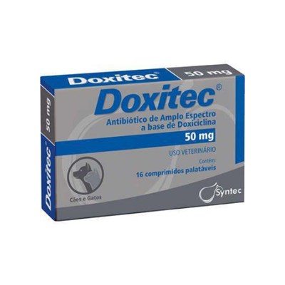 Antibiótico Doxitec para Cães e Gatos com 16 Comprimidos 50mg