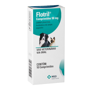Antibiótico Flotril MSD 50mg para Cachorros e Gatos com 10 comprimidos - Imagem principal