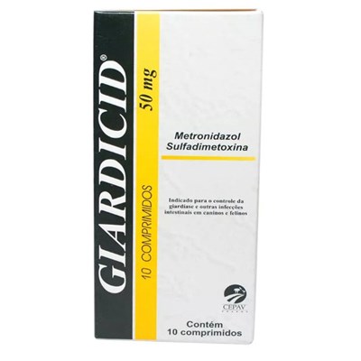 Antibiótico Giardicid 50mg para Cachorros e Gatos com 10 comprimidos