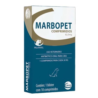 Produto Antibiótico Marbopet 82,5mg para Cachorros com 10 Comprimidos