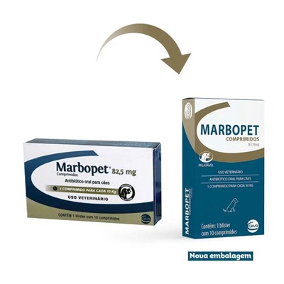 Antibiótico Marbopet 82,5mg para Cachorros com 10 Comprimidos