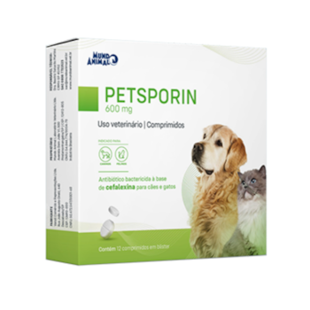 Antibiótico PetSporin Mundo Animal 600mg para Cães e Gatos Com 12 Comprimidos - Imagem principal
