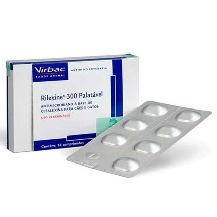 Antibiótico Rilexine Palatável para Cães e Gatos com 14 Comprimidos 300mg