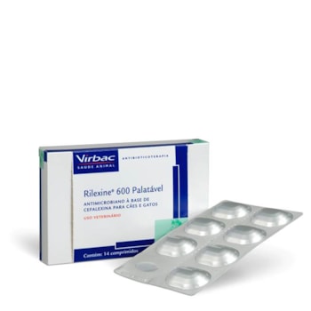 Antibiótico Rilexine Palatável Para Cães E Gatos Com 14 Comprimidos 600mg - Imagem principal