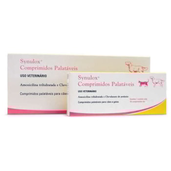 Antibiótico Synulox 250mg Zoetis para Cachorros e Gatos 10 Comprimidos - Imagem principal