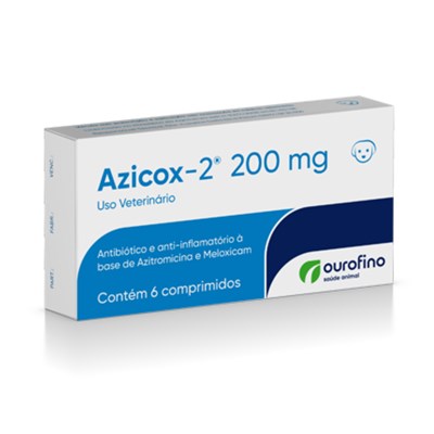 Antibioticoterapia Azicox 2 Ourofino Para Cães E Gatos Com 6 Comprimidos 200mg