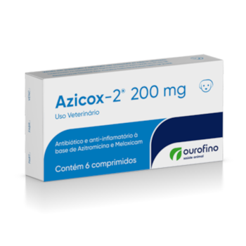 Antibioticoterapia Azicox 2 Ourofino Para Cães E Gatos Com 6 Comprimidos 200mg - Imagem principal