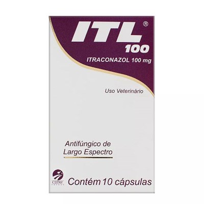 Antifúngico ITL 100mg para Cachorros e Gatos com 10 cápsulas