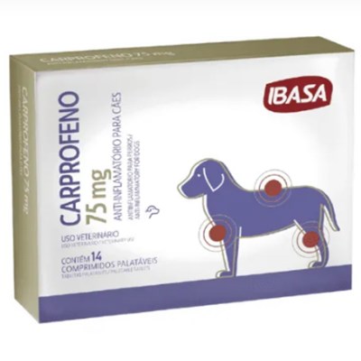Antiinflamatório Ibasa Carprofeno 75mg para Cachorros com 14 comprimidos