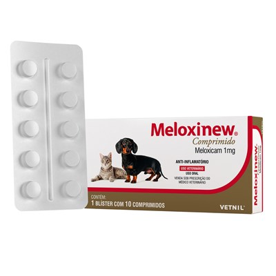 Antiinflamatório Meloxinew para Cães e Gatos Caixa com 10 Comprimidos 1mg