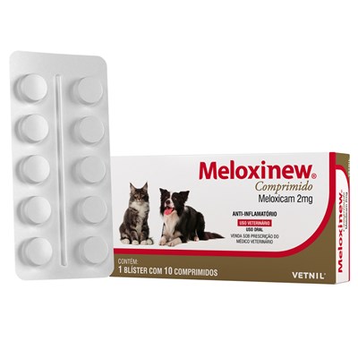 Antiinflamatório Meloxinew para Cães e Gatos Caixa com 10 Comprimidos 2mg