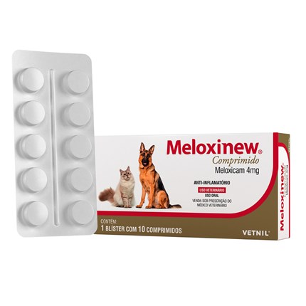 Antiinflamatório Meloxinew para Cães e Gatos Caixa com 10 Comprimidos 4mg