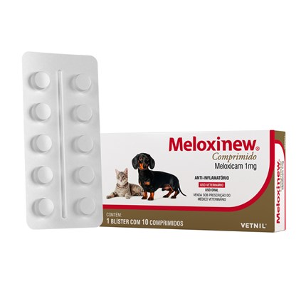 Antiinflamatório Meloxinew para Cães e Gatos com 10 Comprimidos 1mg
