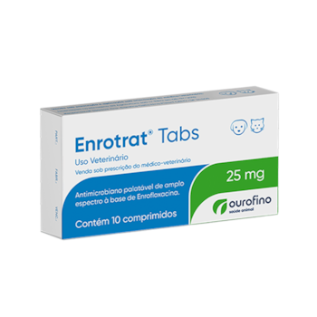 Antimicrobiano Enrotrat Tabs Ourofino 25mg para Cães e Gatos Com 10 Comprimidos - Imagem principal