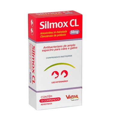 Antimicrobiano Silmox Cl Para Cães E Gatos 50Mg Com 10CP