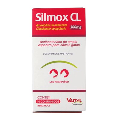 Antimicrobiano Silmox Cl para Cães e Gatos com 10 Comprimidos 300mg