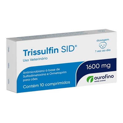 Antimicrobiano Trissulfin SID 1600mg para Cães e Gatos com 10 Comprimidos