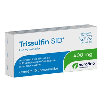 Antimicrobiano Trissulfin SID 400mg para Cães e Gatos com 10 Comprimidos